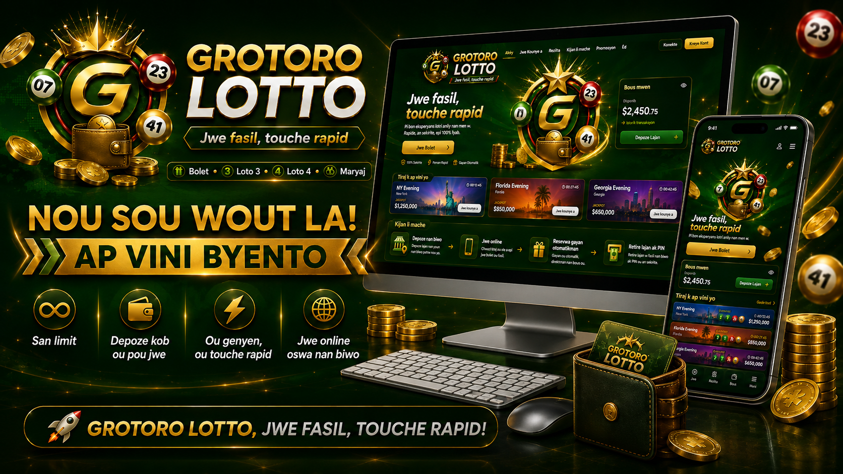 Grotoro Lotto disponib sou òdinatè ak telefòn